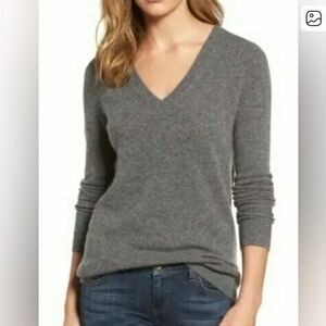 Halogen 100% Cashmere V-Neck Teal Sweater